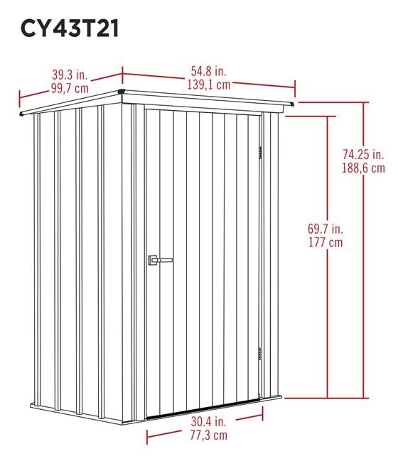 Arrow 4x3 Teal Spacemaker Patio Shed Kit Measurements Diagram