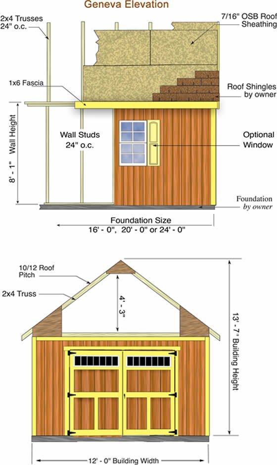 Geneva 12ft Wood Shed Measurements Diagram