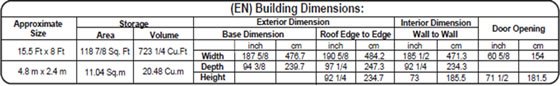 DuraMax 15x8 Vinyl Shed 40216 Specifications Diagram