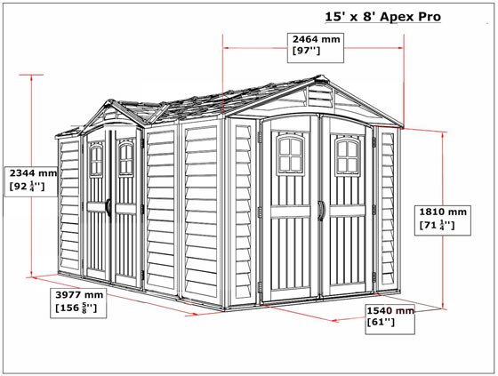 DuraMax 15x8 Vinyl Shed 40216 Measurements Diagram